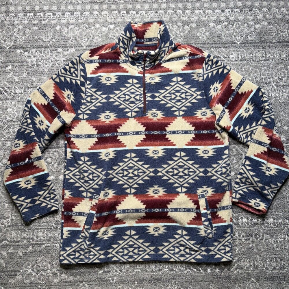 Pacsun Men’s Aztec Print Fleece Quarter Zip Pullover Sweater Large